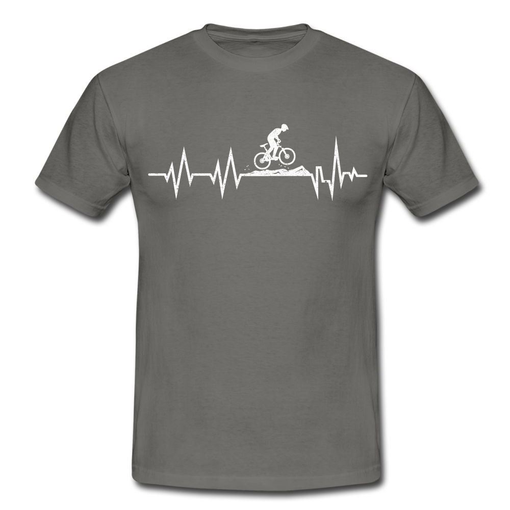 Mountain Bike Herzschlag Berge Fahrradfahrer T-Shirt - graphite grey