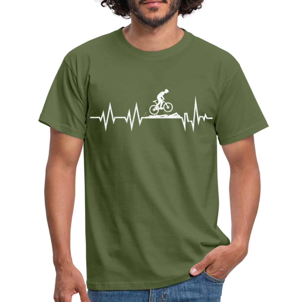 Mountain Bike Herzschlag Berge Fahrradfahrer T-Shirt - military green