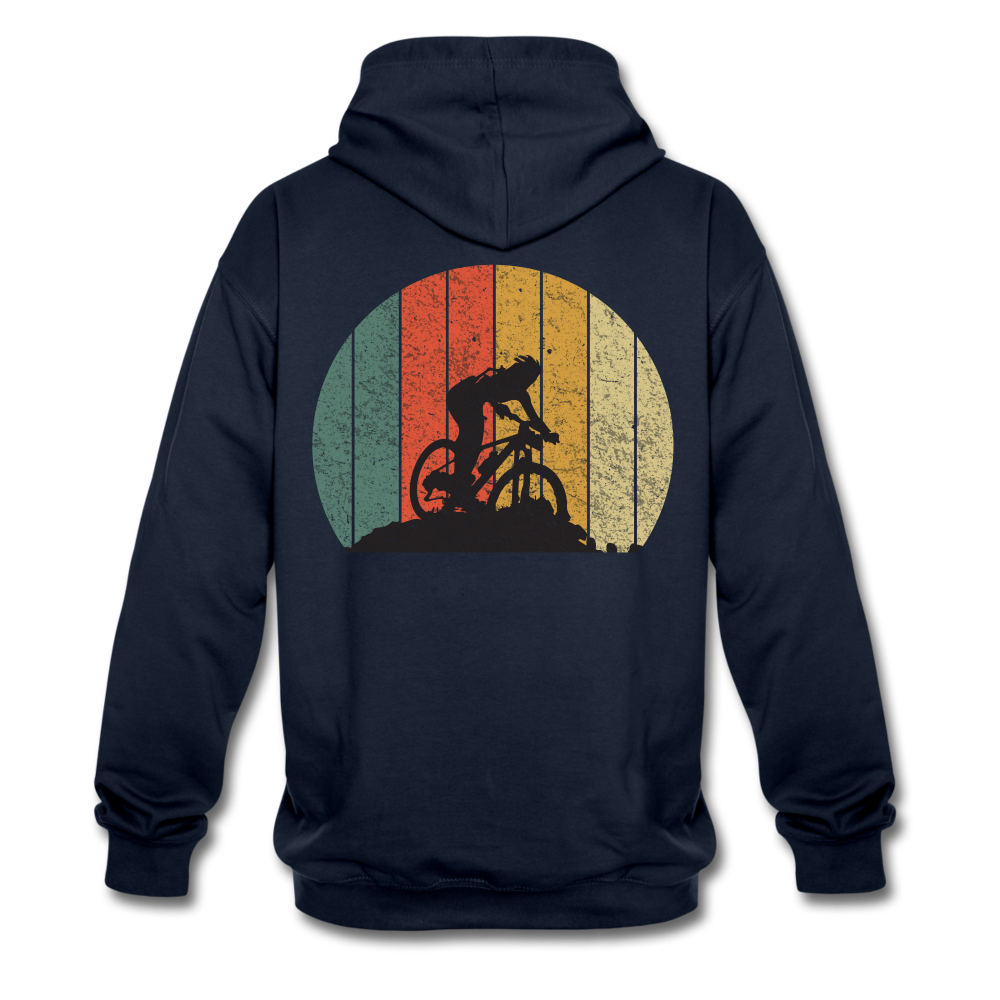 Mountain Bike Kapuzen Pullover Berge Gelände Hoodie Retro Style - navy/red