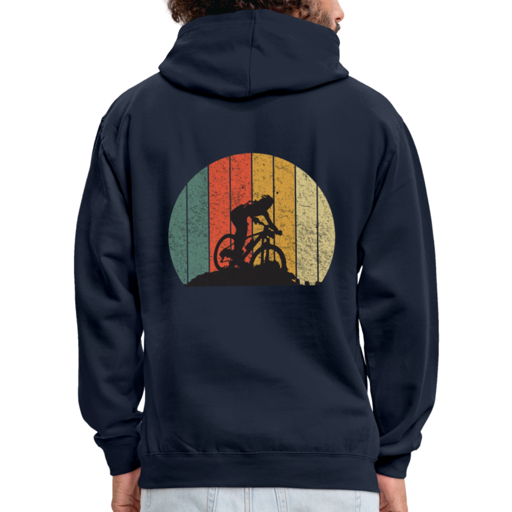 Mountain Bike Kapuzen Pullover Berge Gelände Hoodie Retro Style - navy/heather grey