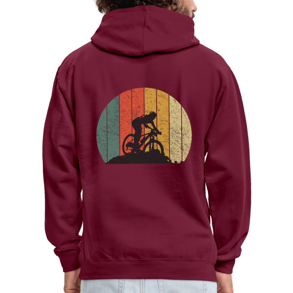 Mountain Bike Kapuzen Pullover Berge Gelände Hoodie Retro Style - burgundy/charcoal