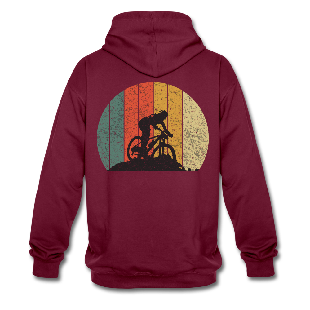 Mountain Bike Kapuzen Pullover Berge Gelände Hoodie Retro Style - burgundy/charcoal