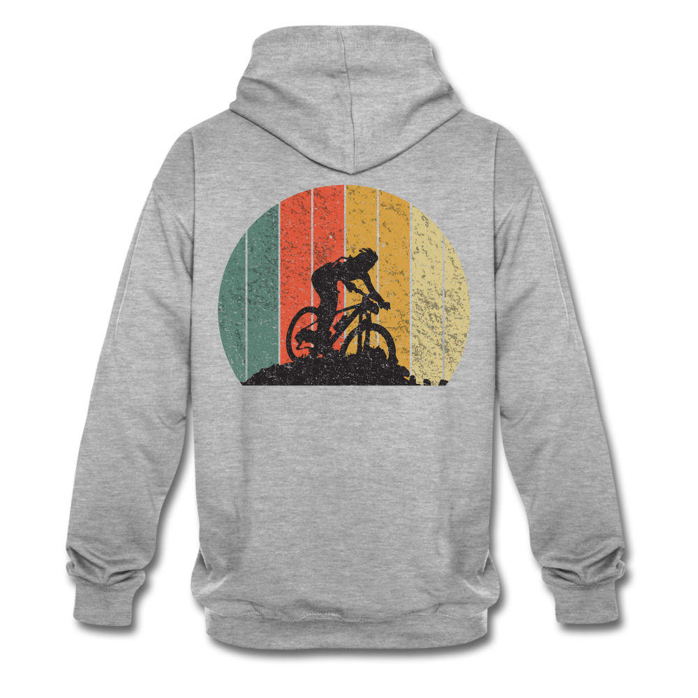 Mountain Bike Kapuzen Pullover Berge Gelände Hoodie Retro Style - heather grey/navy