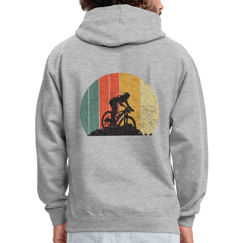 Mountain Bike Kapuzen Pullover Berge Gelände Hoodie Retro Style - heather grey/navy