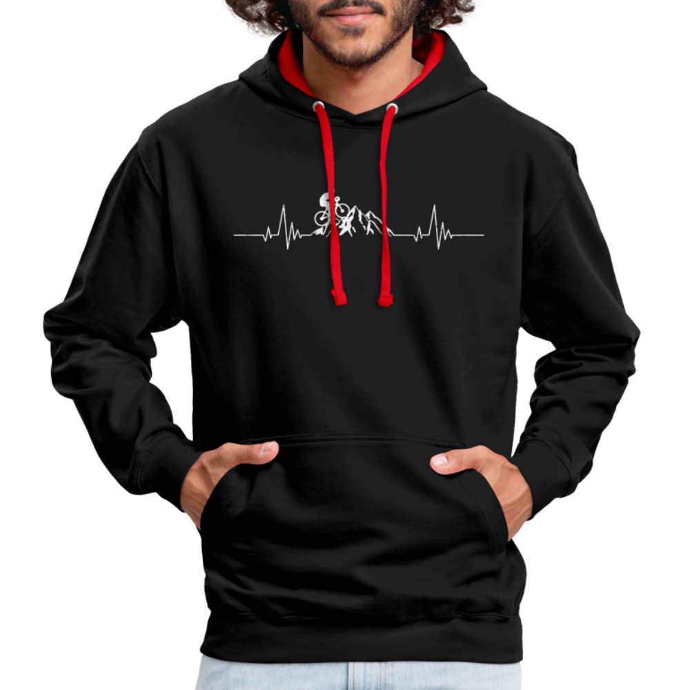 Mountain Bike Kapuzen Pullover Berge Herzschlag Hoodie - black/red