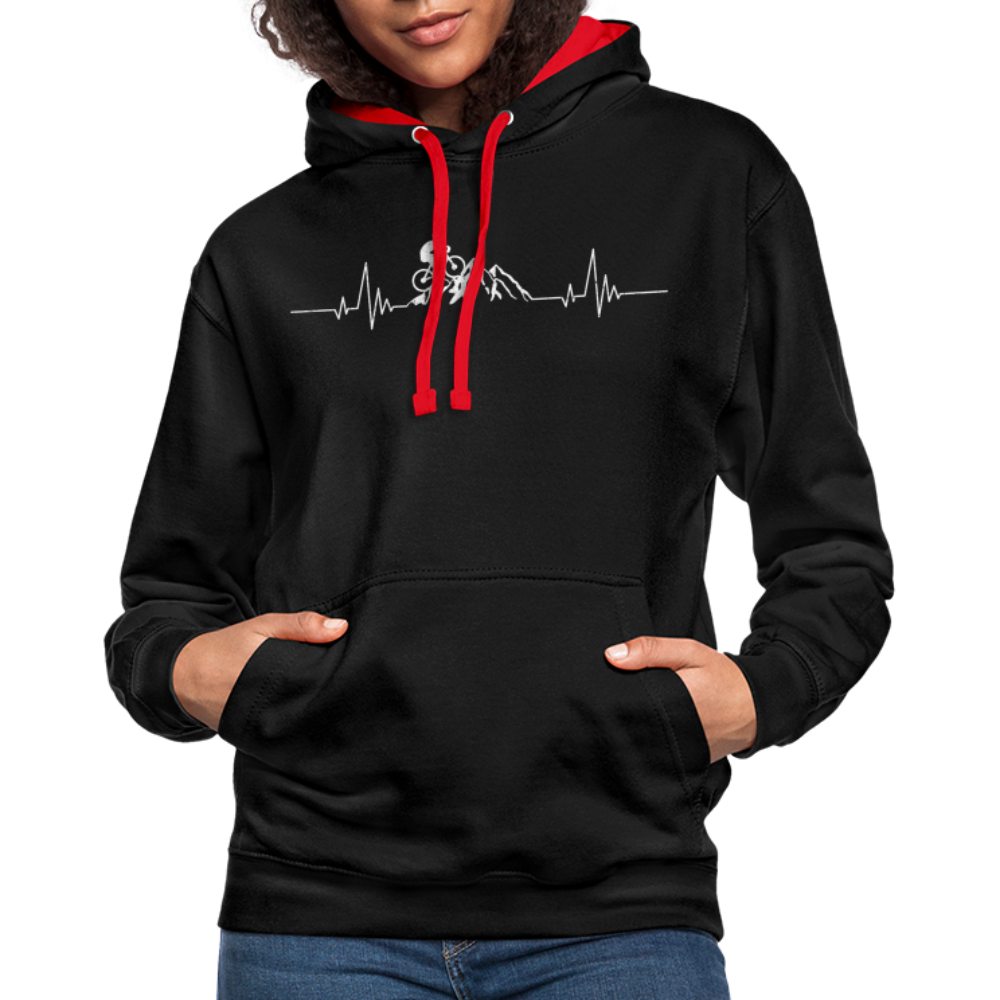 Mountain Bike Kapuzen Pullover Berge Herzschlag Hoodie - black/red