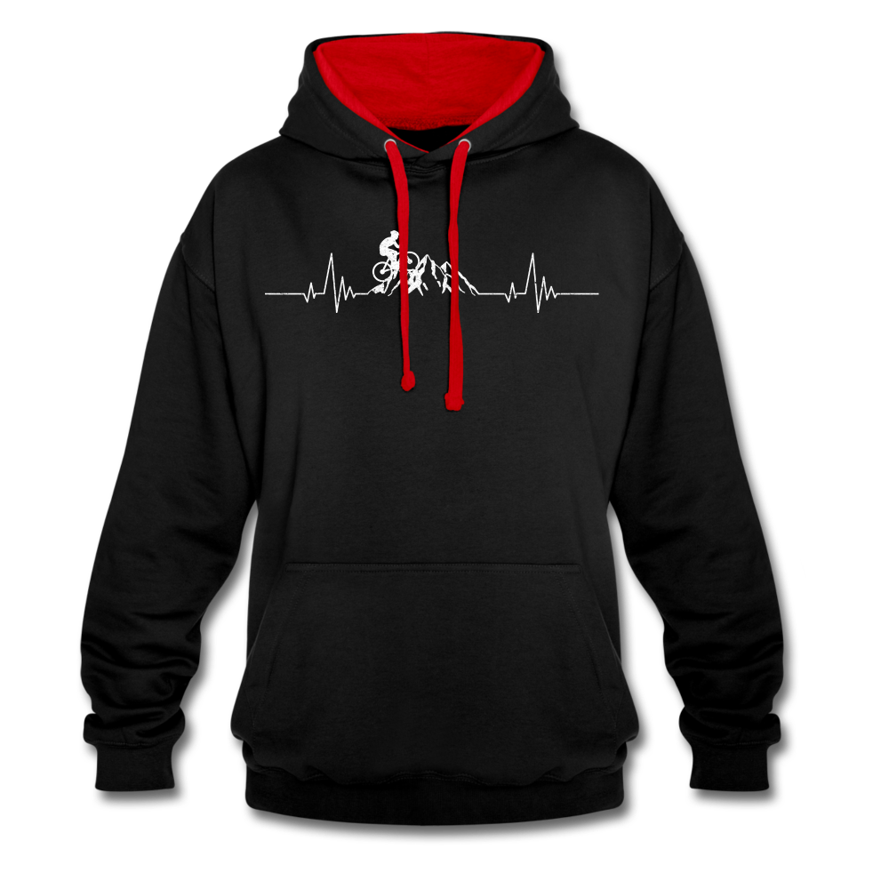 Mountain Bike Kapuzen Pullover Berge Herzschlag Hoodie - black/red