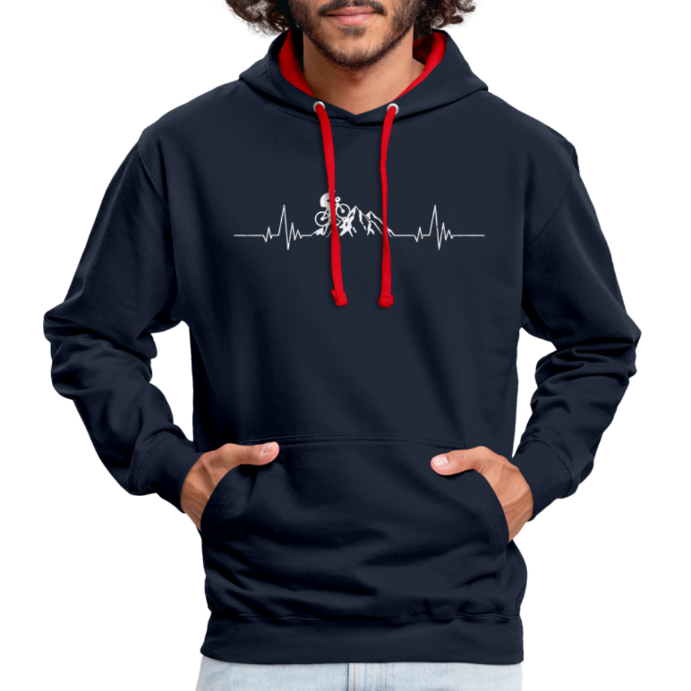 Mountain Bike Kapuzen Pullover Berge Herzschlag Hoodie - navy/red