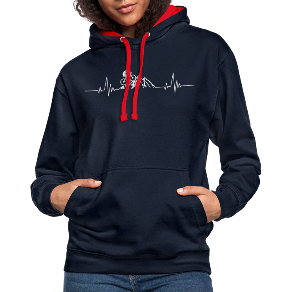 Mountain Bike Kapuzen Pullover Berge Herzschlag Hoodie - navy/red