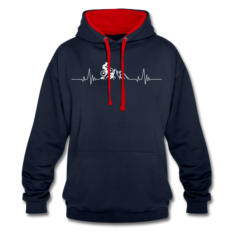 Mountain Bike Kapuzen Pullover Berge Herzschlag Hoodie - navy/red