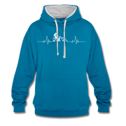Mountain Bike Kapuzen Pullover Berge Herzschlag Hoodie - peacock blue/heather grey