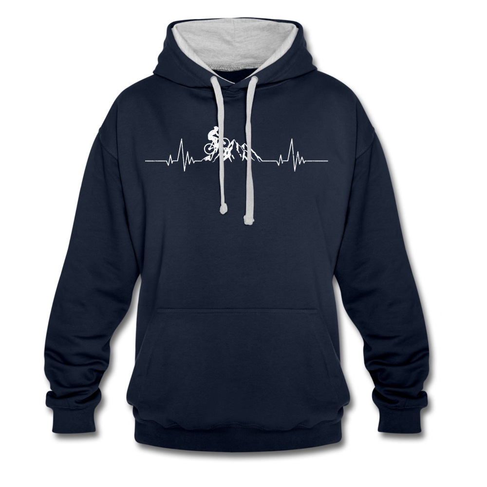 Mountain Bike Kapuzen Pullover Berge Herzschlag Hoodie - navy/heather grey