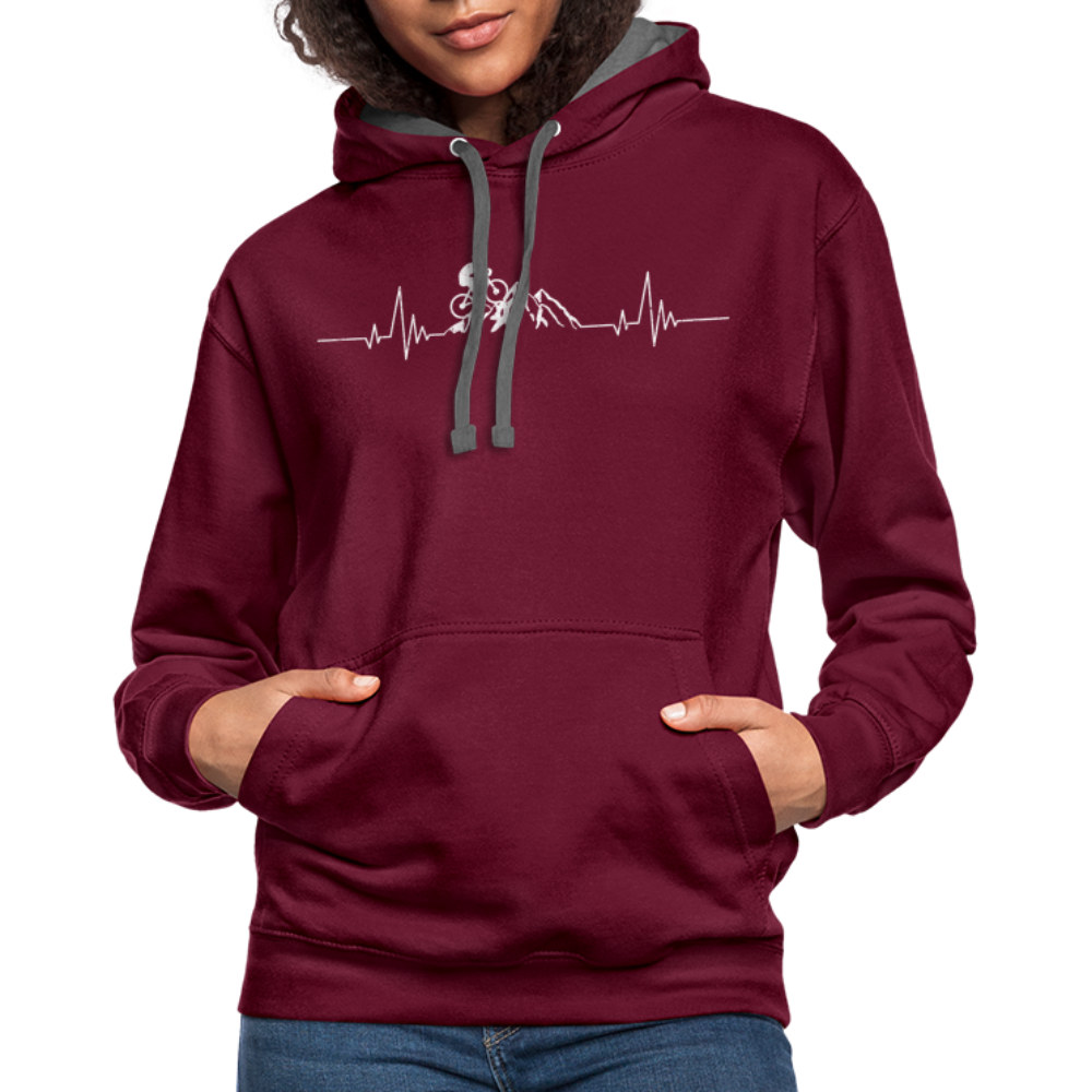 Mountain Bike Kapuzen Pullover Berge Herzschlag Hoodie - burgundy/charcoal