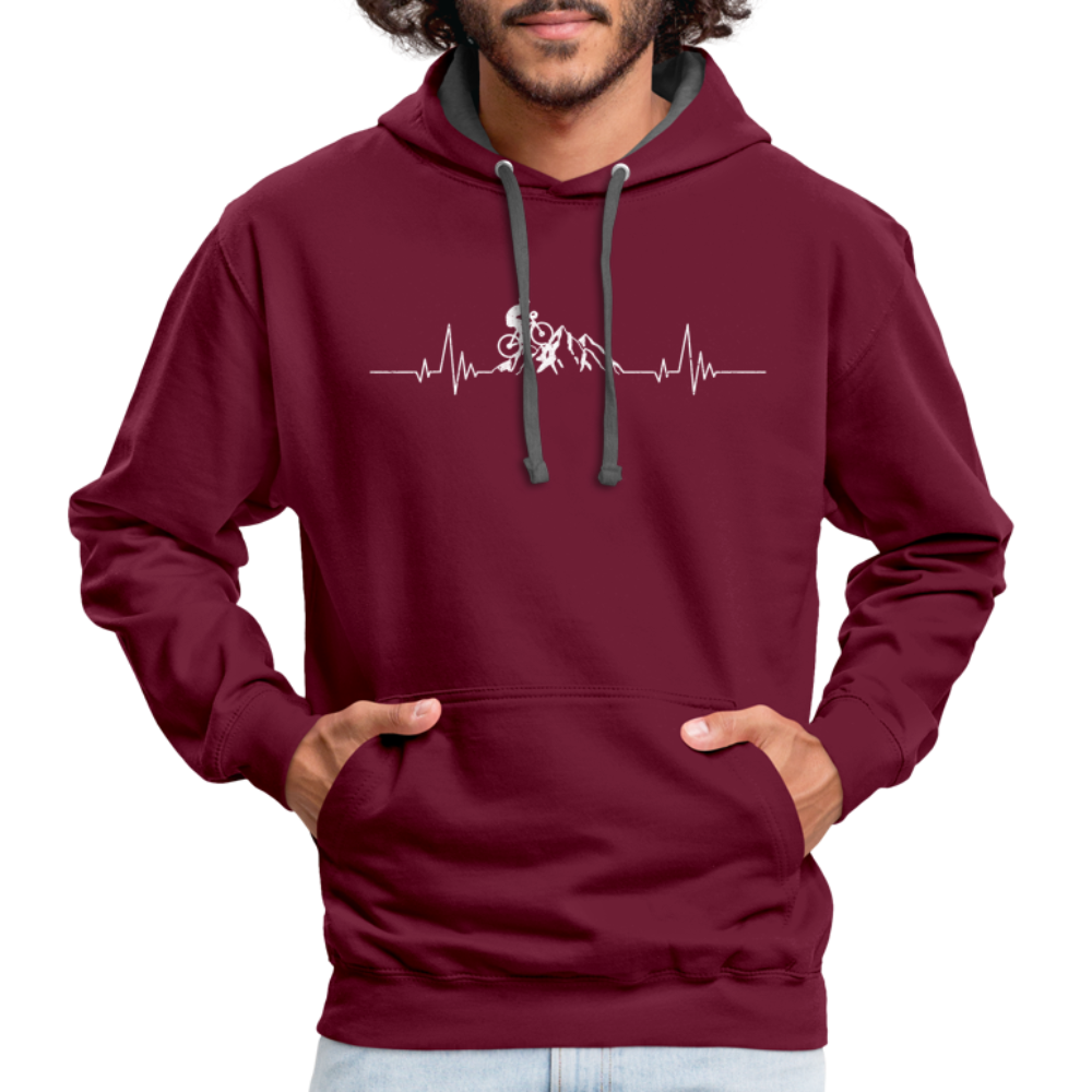 Mountain Bike Kapuzen Pullover Berge Herzschlag Hoodie - burgundy/charcoal