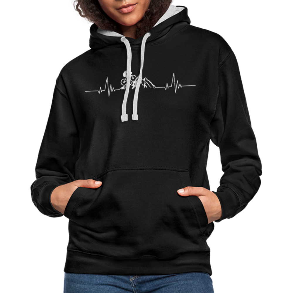 Mountain Bike Kapuzen Pullover Berge Herzschlag Hoodie - black/heather grey