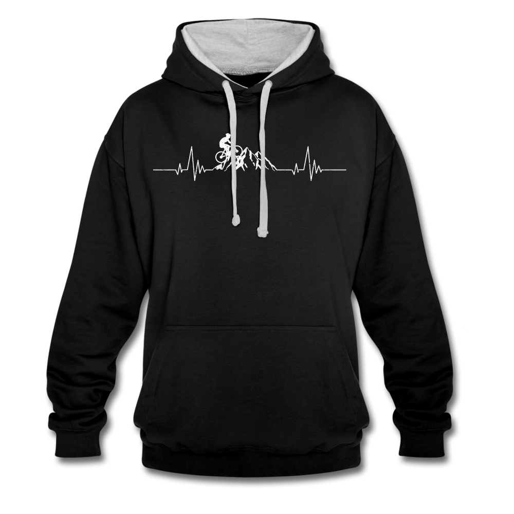 Mountain Bike Kapuzen Pullover Berge Herzschlag Hoodie - black/heather grey