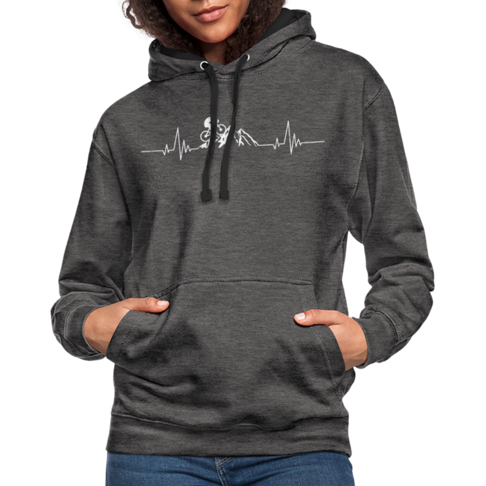 Mountain Bike Kapuzen Pullover Berge Herzschlag Hoodie - charcoal/black