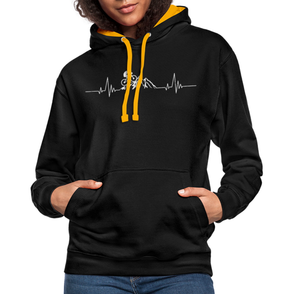 Mountain Bike Kapuzen Pullover Berge Herzschlag Hoodie - black/gold