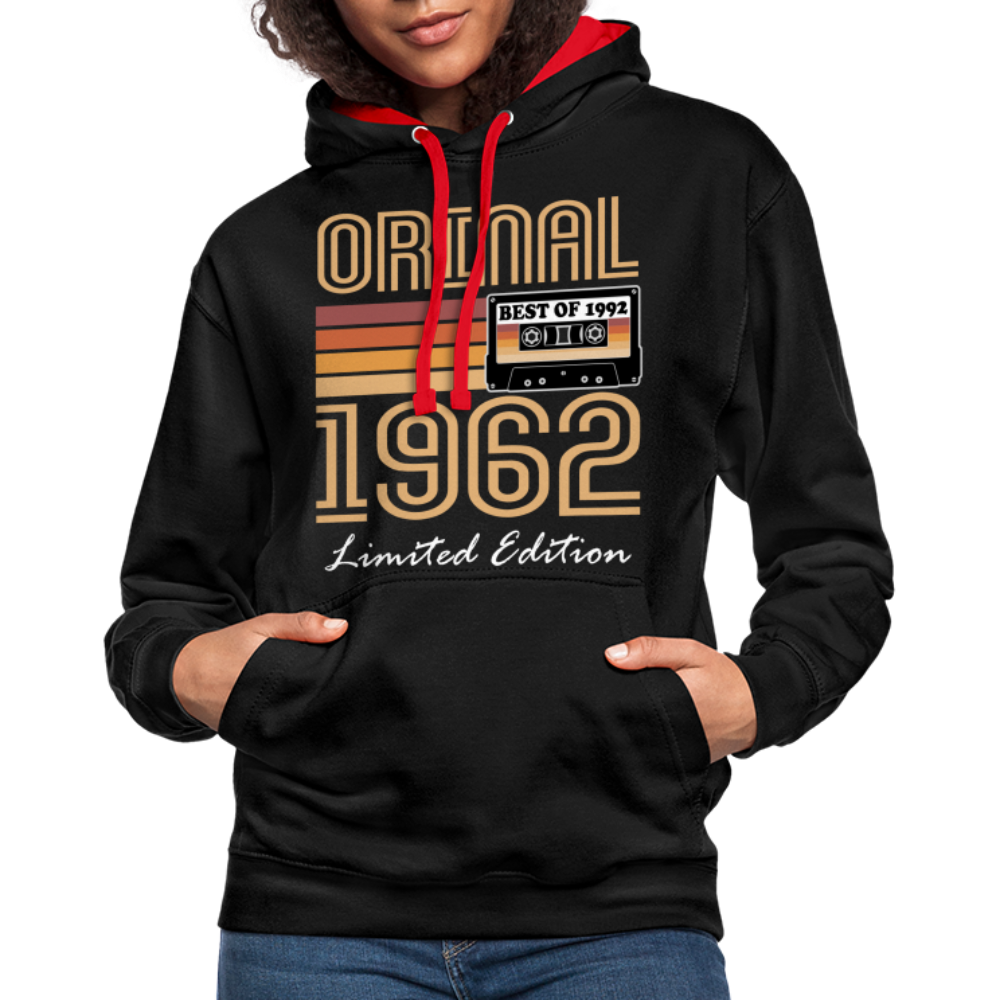 60. Geburtstag Geschenk Pullover Jahrgang 1962 Retro Hoodie - black/red