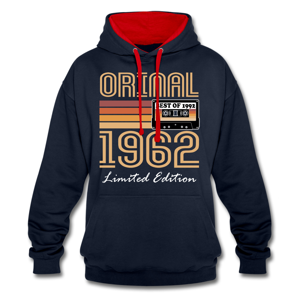 60. Geburtstag Geschenk Pullover Jahrgang 1962 Retro Hoodie - navy/red