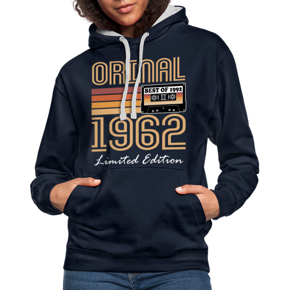 60. Geburtstag Geschenk Pullover Jahrgang 1962 Retro Hoodie - navy/heather grey