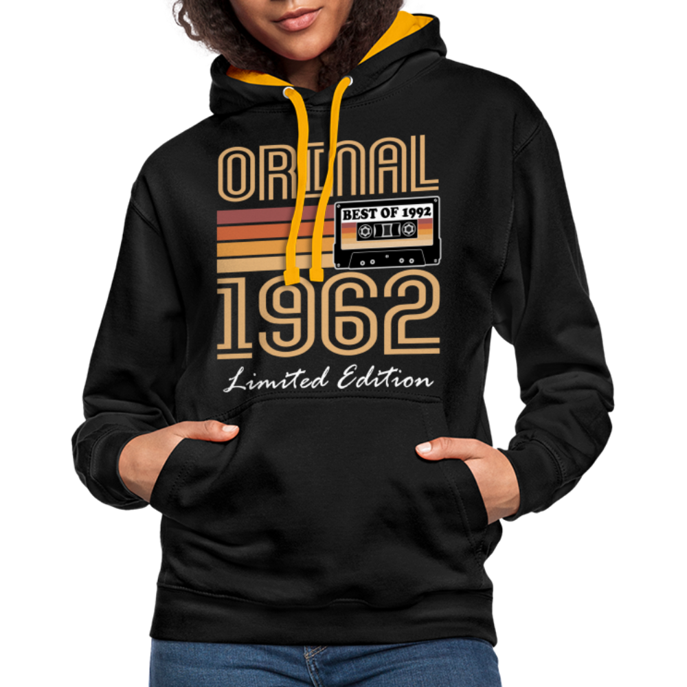 60. Geburtstag Geschenk Pullover Jahrgang 1962 Retro Hoodie - black/gold