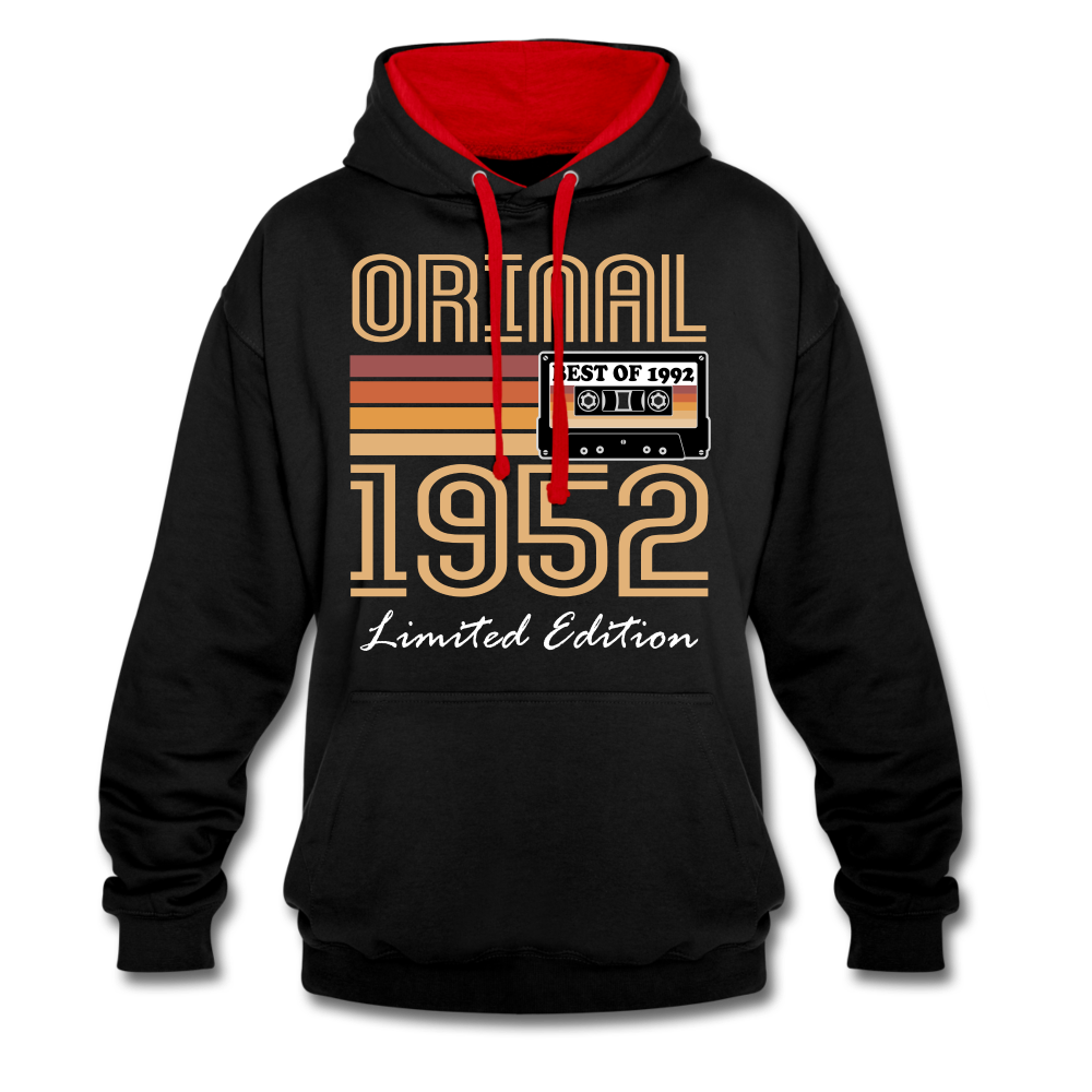 70. Geburtstag Geschenk Pullover Jahrgang 1952 Retro Hoodie - black/red