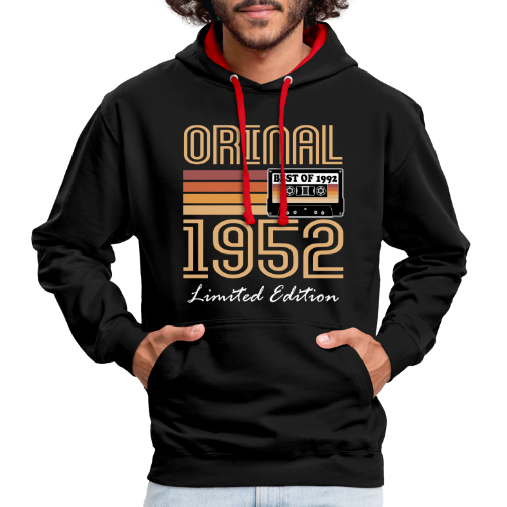 70. Geburtstag Geschenk Pullover Jahrgang 1952 Retro Hoodie - black/red