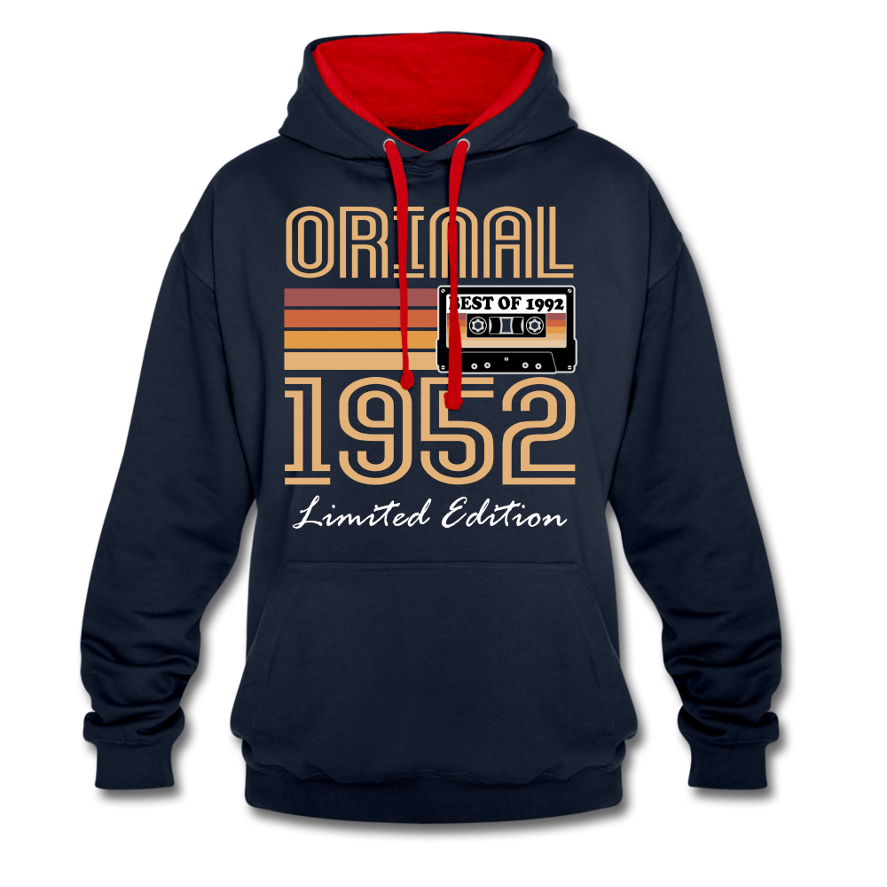 70. Geburtstag Geschenk Pullover Jahrgang 1952 Retro Hoodie - navy/red