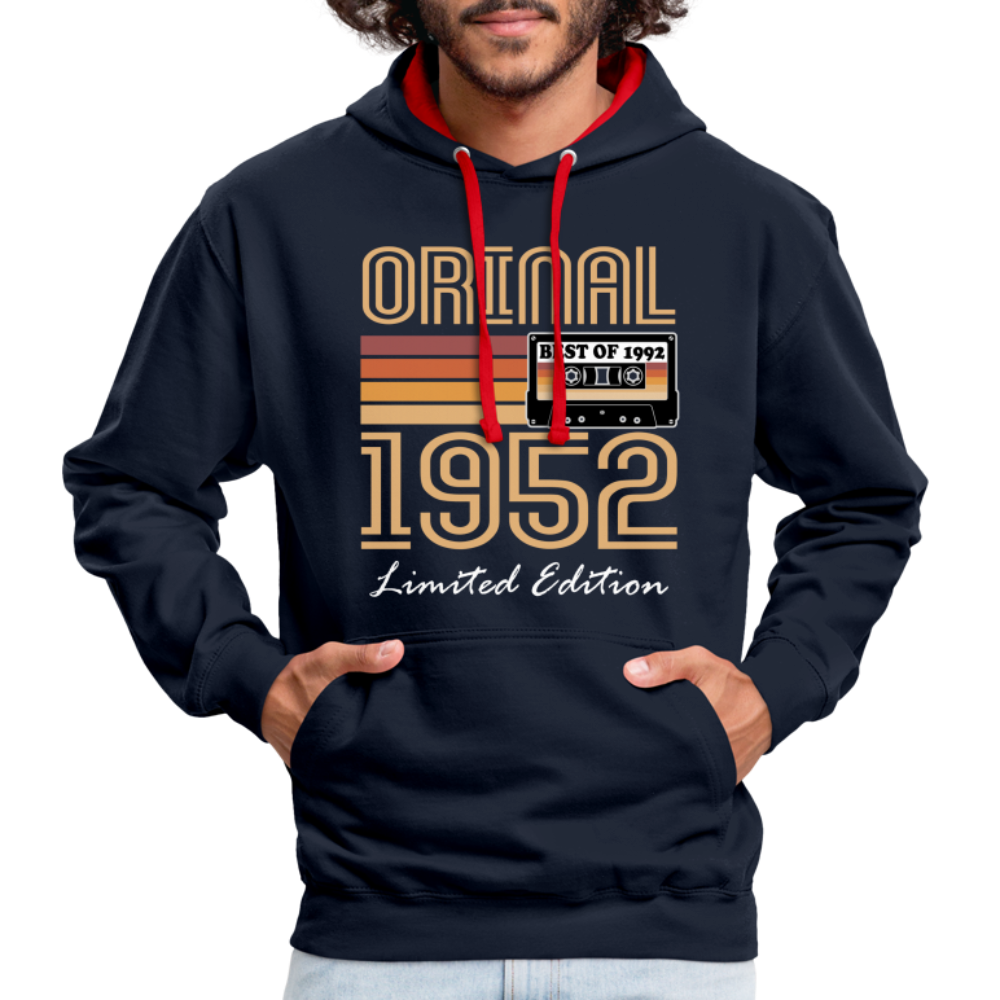 70. Geburtstag Geschenk Pullover Jahrgang 1952 Retro Hoodie - navy/red