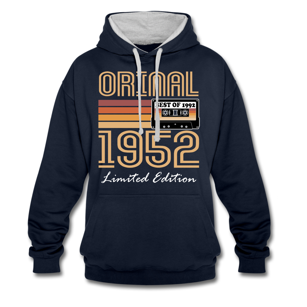 70. Geburtstag Geschenk Pullover Jahrgang 1952 Retro Hoodie - navy/heather grey