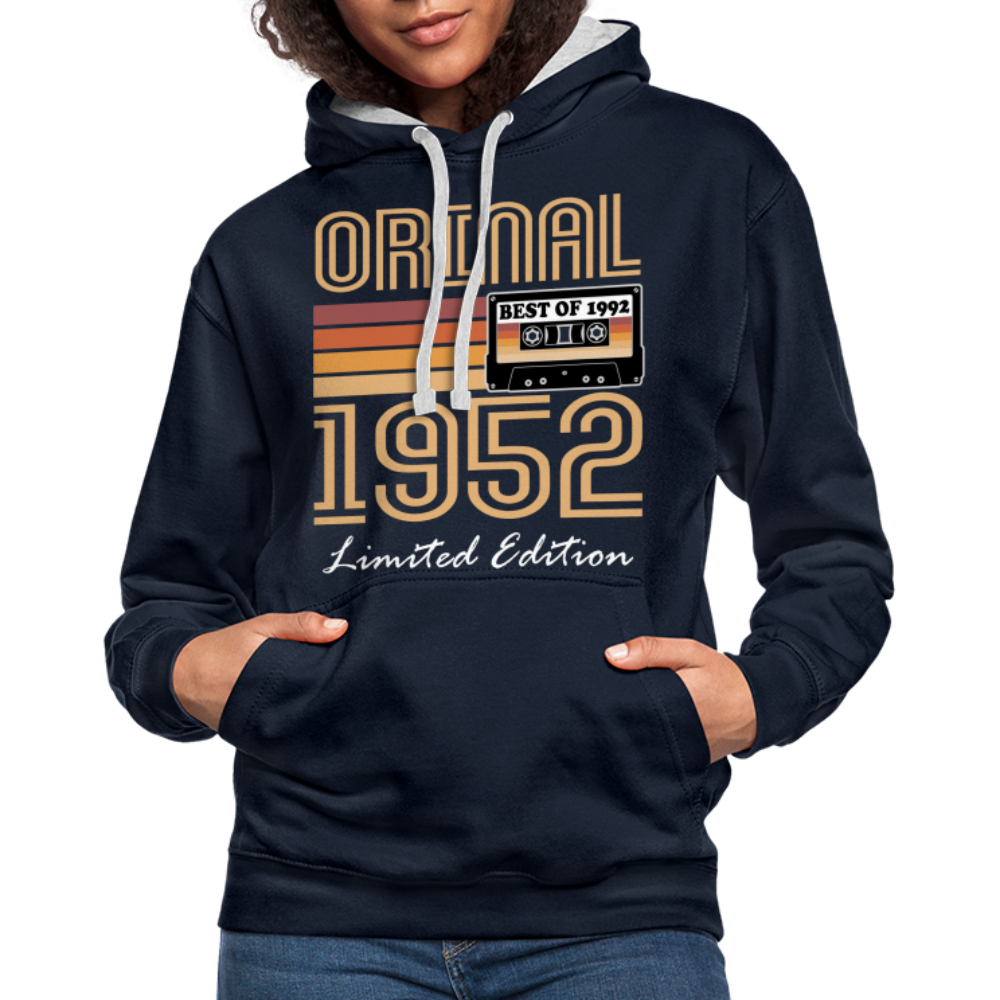 70. Geburtstag Geschenk Pullover Jahrgang 1952 Retro Hoodie - navy/heather grey