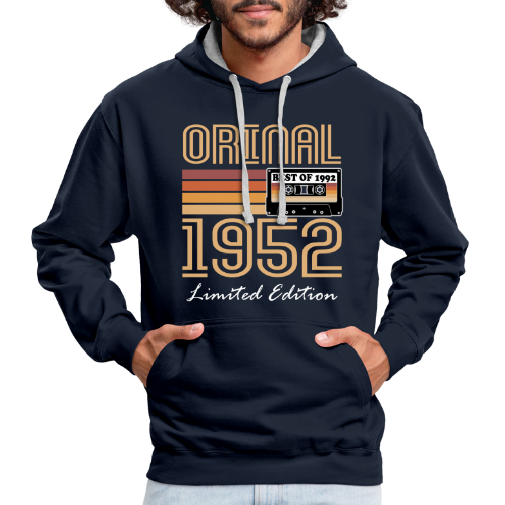 70. Geburtstag Geschenk Pullover Jahrgang 1952 Retro Hoodie - navy/heather grey