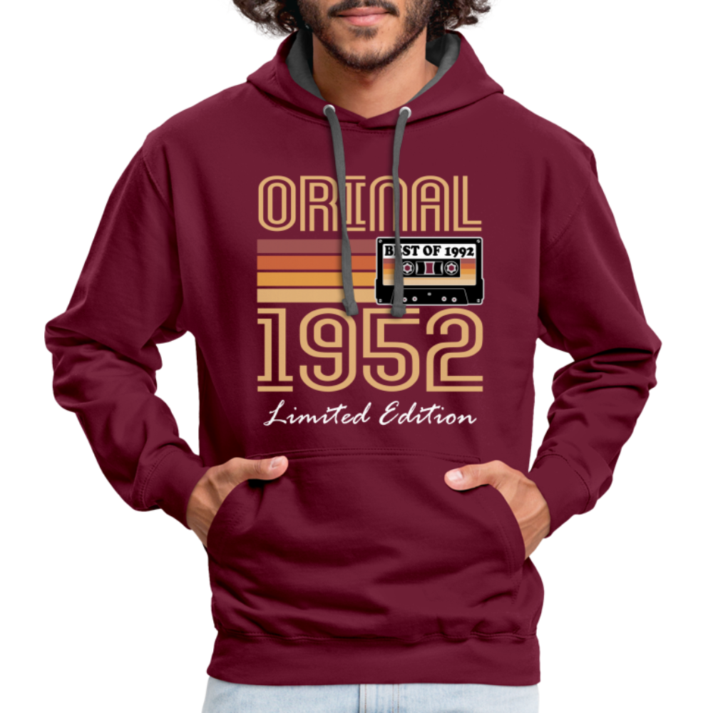 70. Geburtstag Geschenk Pullover Jahrgang 1952 Retro Hoodie - burgundy/charcoal