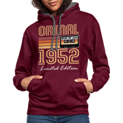 70. Geburtstag Geschenk Pullover Jahrgang 1952 Retro Hoodie - burgundy/charcoal