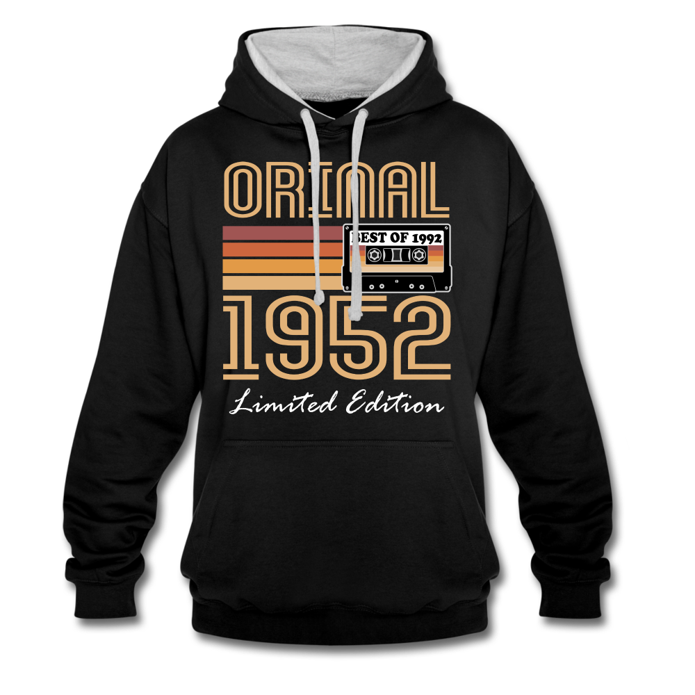 70. Geburtstag Geschenk Pullover Jahrgang 1952 Retro Hoodie - black/heather grey