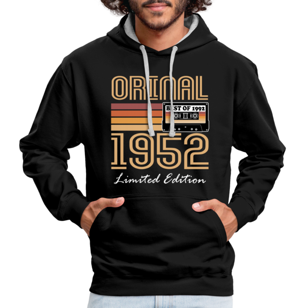 70. Geburtstag Geschenk Pullover Jahrgang 1952 Retro Hoodie - black/heather grey