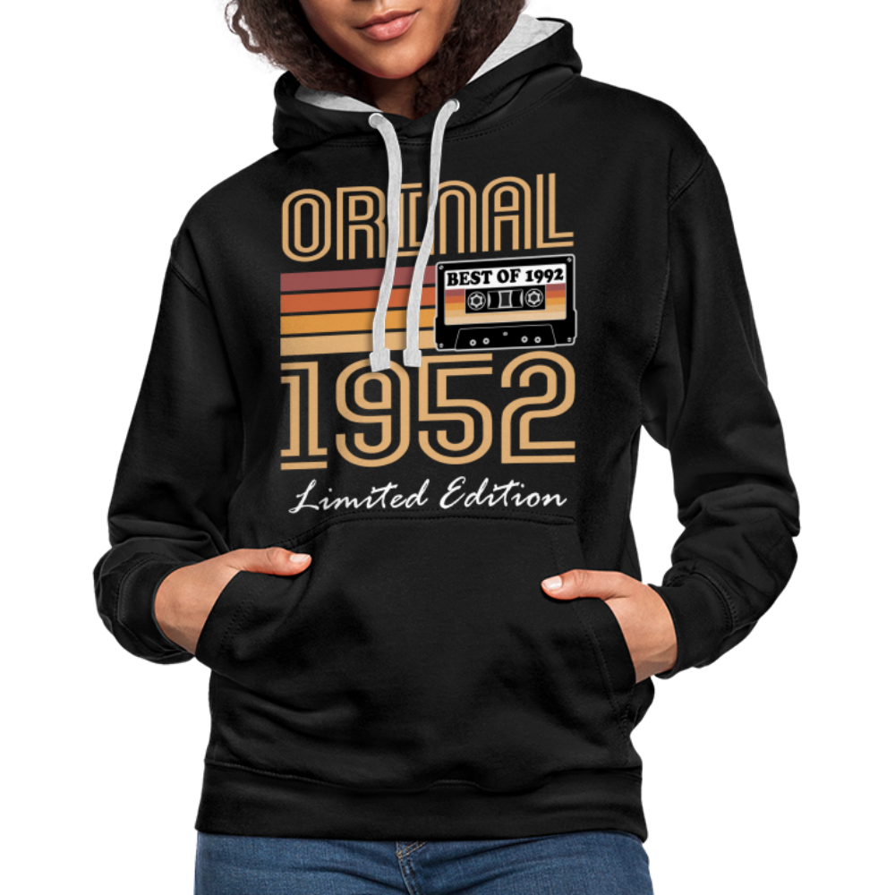 70. Geburtstag Geschenk Pullover Jahrgang 1952 Retro Hoodie - black/heather grey