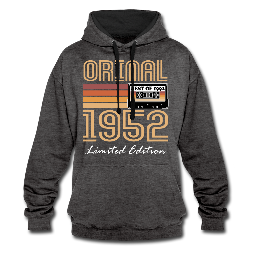 70. Geburtstag Geschenk Pullover Jahrgang 1952 Retro Hoodie - charcoal/black