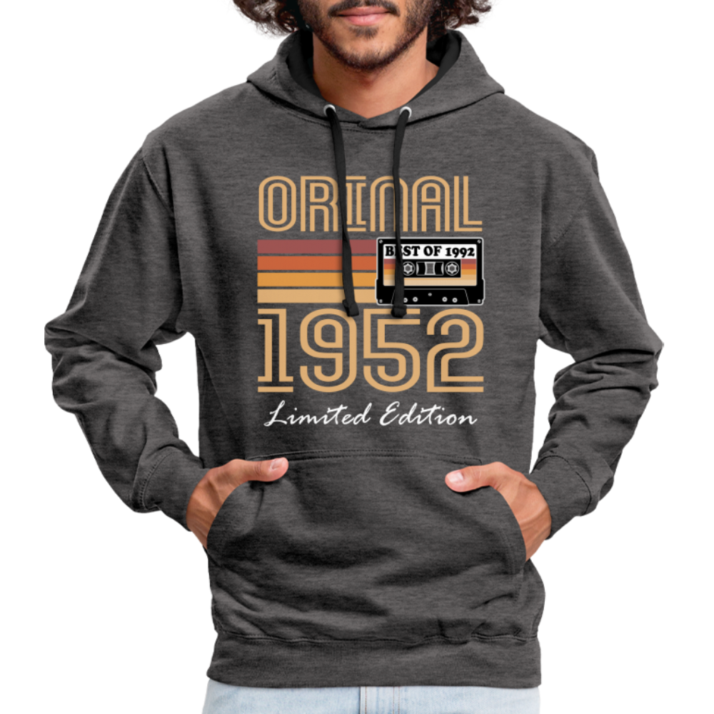 70. Geburtstag Geschenk Pullover Jahrgang 1952 Retro Hoodie - charcoal/black