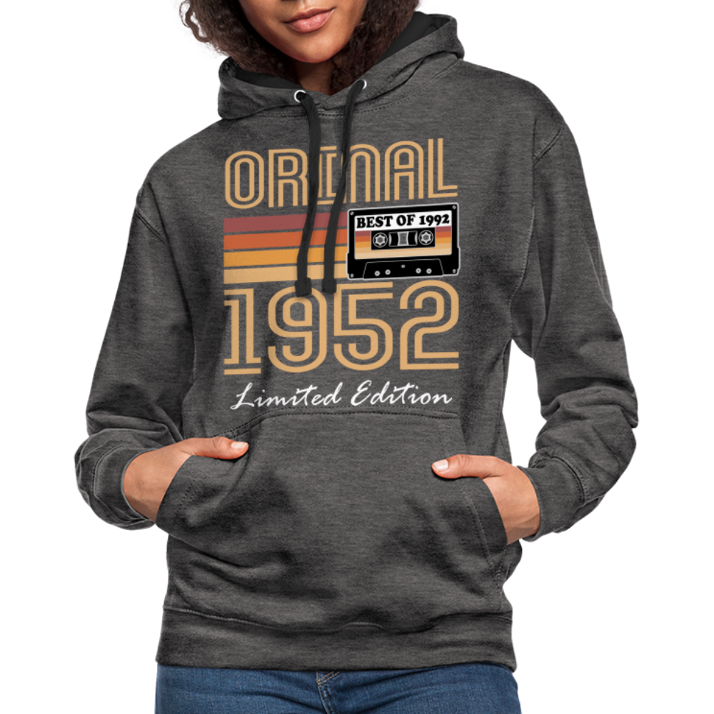 70. Geburtstag Geschenk Pullover Jahrgang 1952 Retro Hoodie - charcoal/black