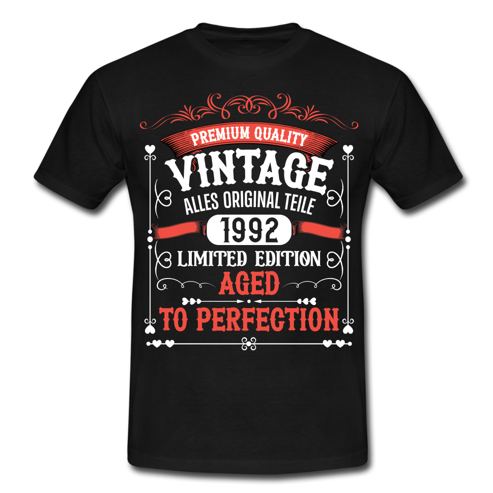 30. Geburtstag 1992 Vintage Style Original Teile Männer Geschenk T-Shirt - black