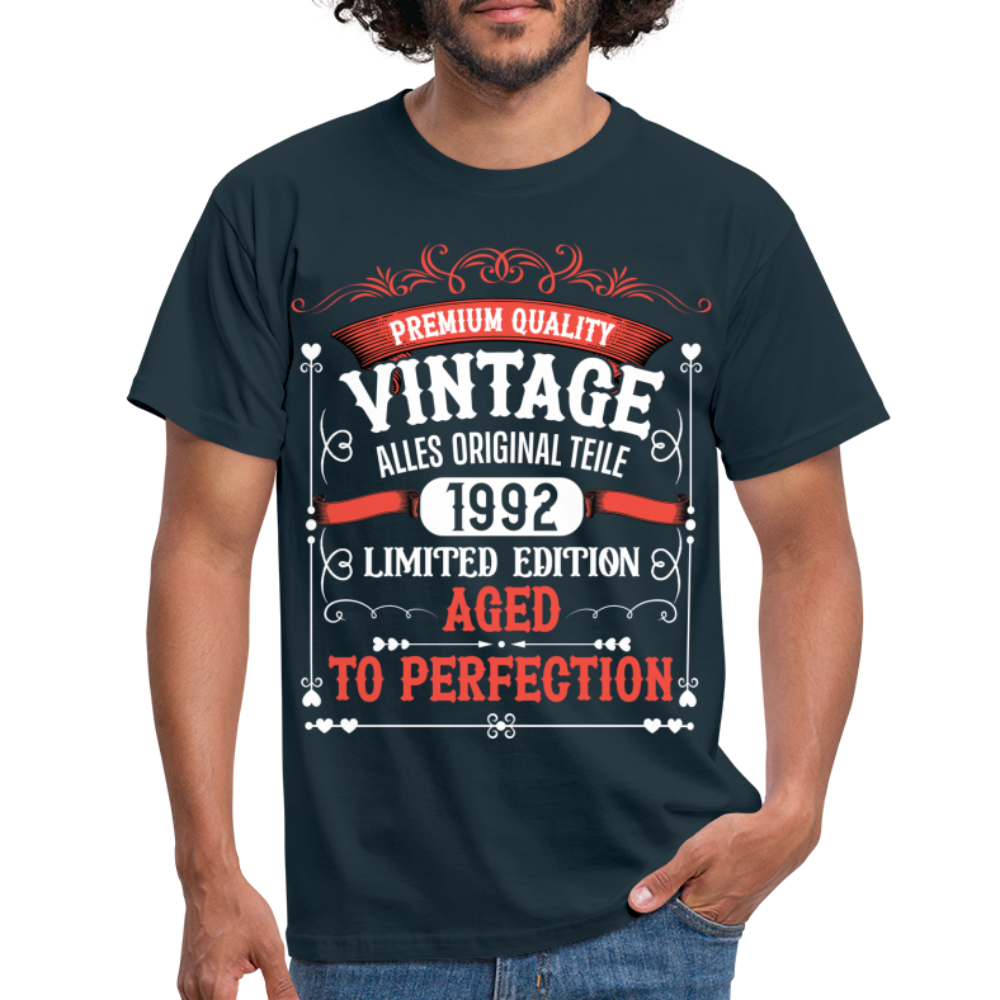 30. Geburtstag 1992 Vintage Style Original Teile Männer Geschenk T-Shirt - navy