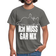Faule Katze Stinkefinger Ich Muss Gar Nix Lustiges Witziges Männer T-Shirt - graphite grey