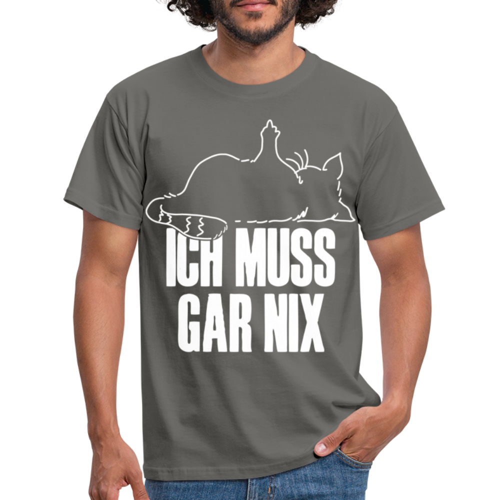 Faule Katze Stinkefinger Ich Muss Gar Nix Lustiges Witziges Männer T-Shirt - graphite grey