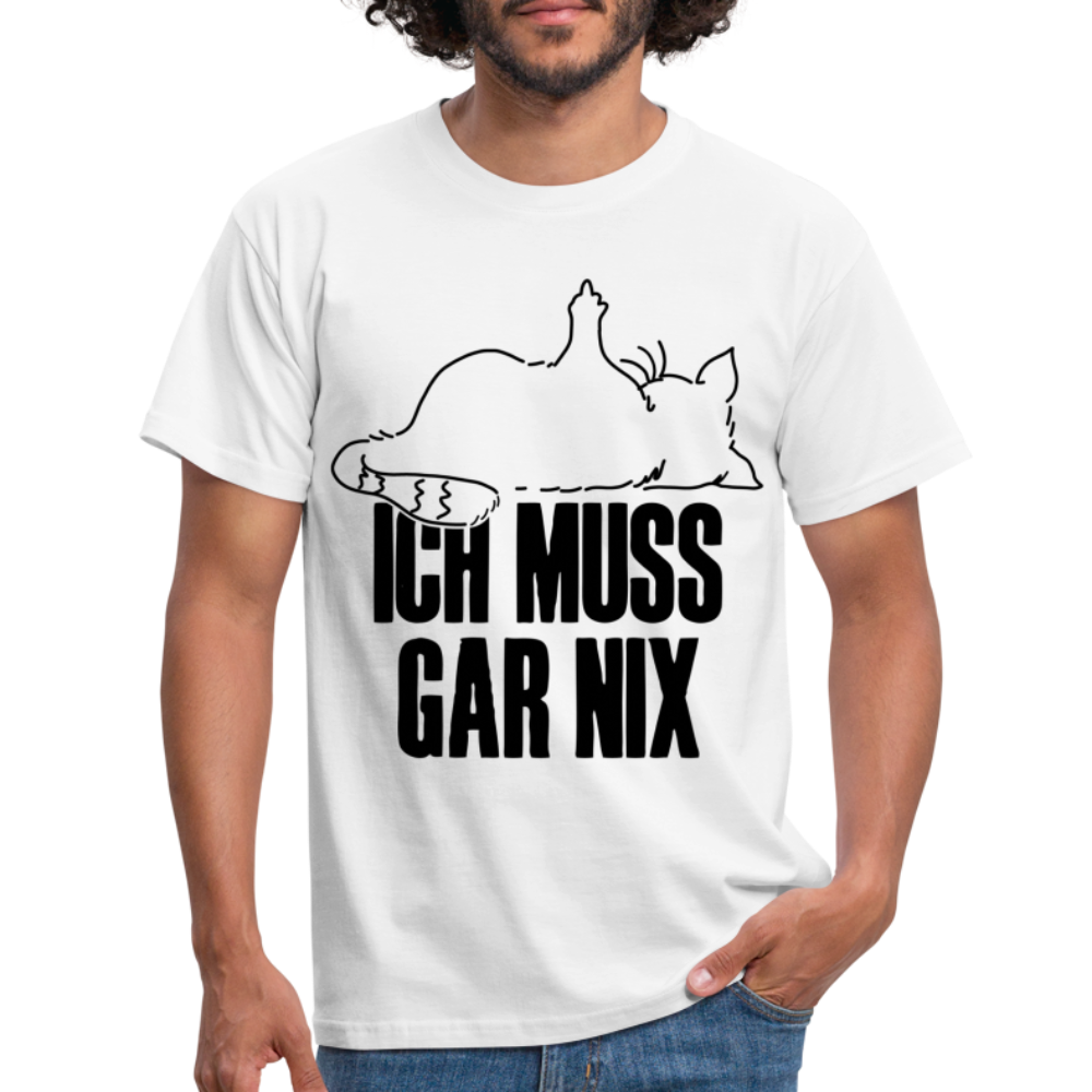 Faule Katze Stinkefinger Ich Muss Gar Nix Lustiges Witziges Männer T-Shirt - white