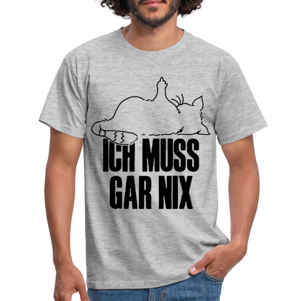 Faule Katze Stinkefinger Ich Muss Gar Nix Lustiges Witziges Männer T-Shirt - heather grey