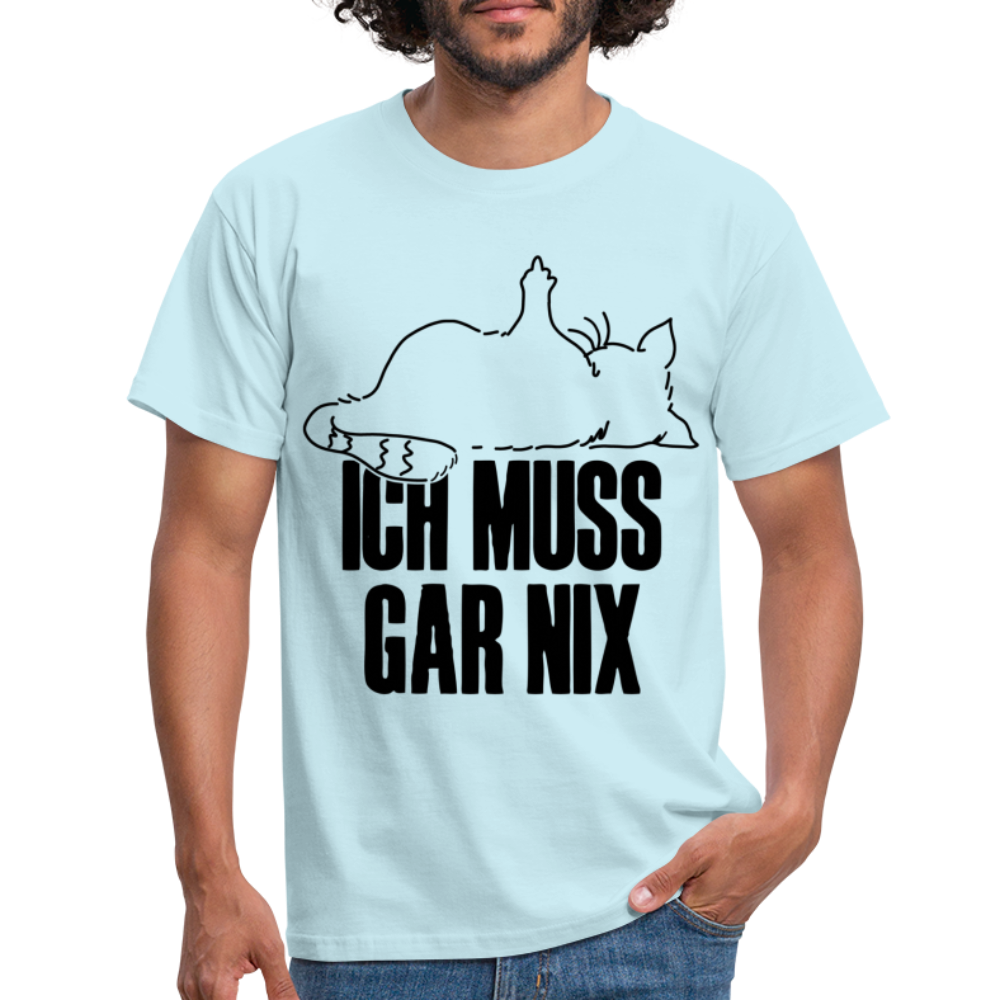 Faule Katze Stinkefinger Ich Muss Gar Nix Lustiges Witziges Männer T-Shirt - sky