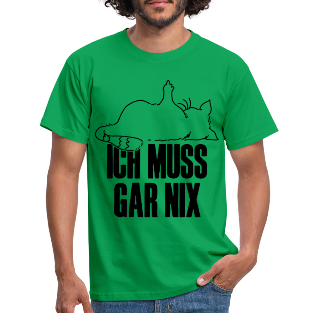 Faule Katze Stinkefinger Ich Muss Gar Nix Lustiges Witziges Männer T-Shirt - kelly green