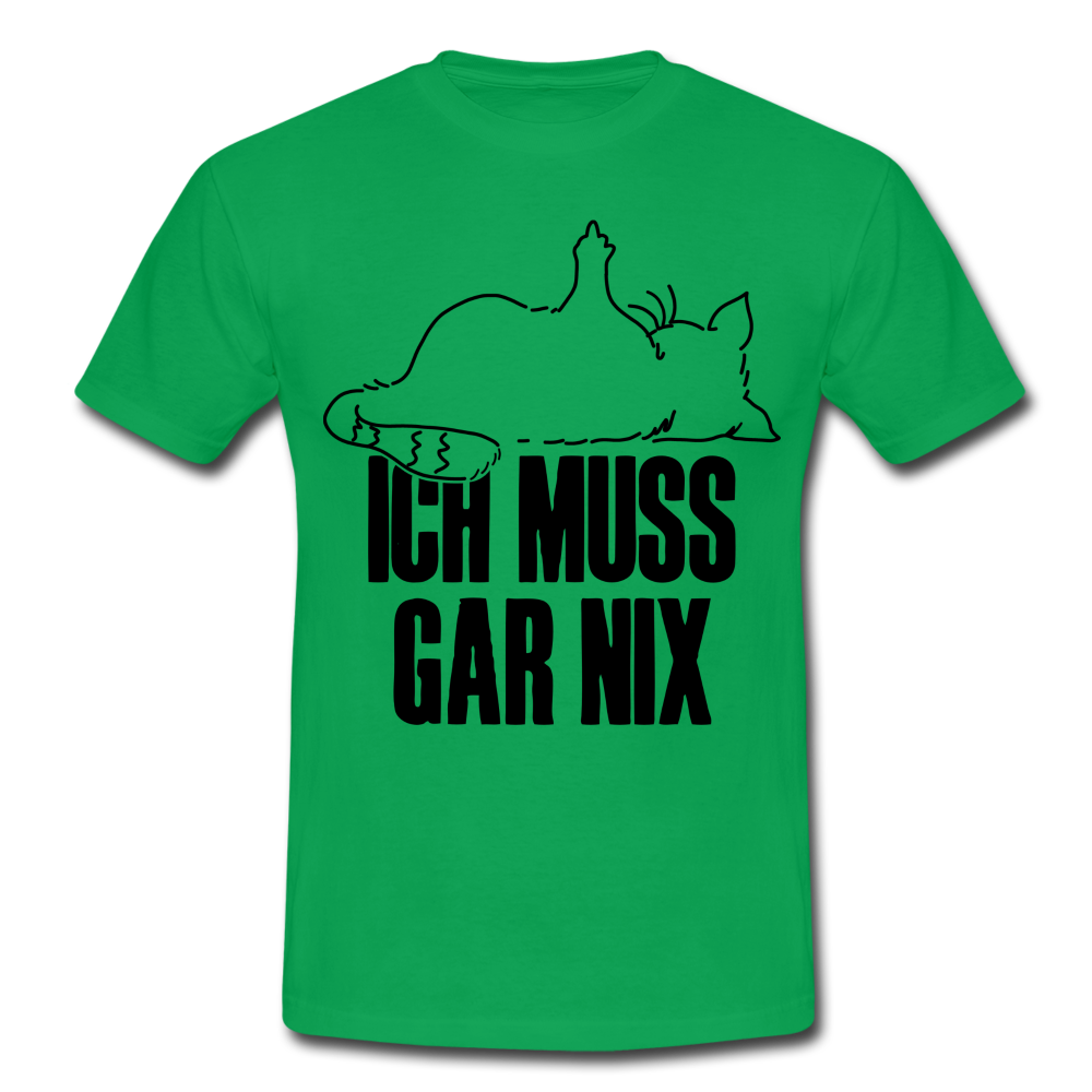 Faule Katze Stinkefinger Ich Muss Gar Nix Lustiges Witziges Männer T-Shirt - kelly green